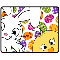 Easter Bunny And Chick  Fleece Blanket (medium)  by Valentinaart