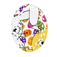 Easter Bunny And Chick  Ornament (oval Filigree)