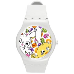 Easter Bunny And Chick  Round Plastic Sport Watch (m) by Valentinaart