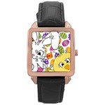 Easter bunny and chick  Rose Gold Leather Watch  Front