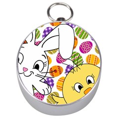 Easter Bunny And Chick  Silver Compasses