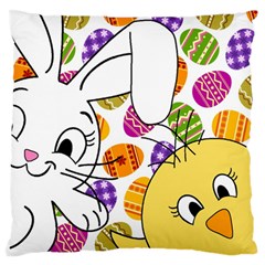 Easter Bunny And Chick  Large Flano Cushion Case (two Sides) by Valentinaart