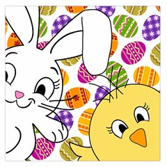 Easter Bunny And Chick  Large Satin Scarf (square)