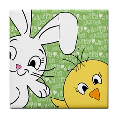 Easter Bunny And Chick  Tile Coasters by Valentinaart