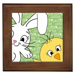 Easter Bunny And Chick  Framed Tiles by Valentinaart