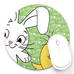 Easter Bunny And Chick  Round Mousepads by Valentinaart