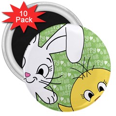 Easter Bunny And Chick  3  Magnets (10 Pack)  by Valentinaart