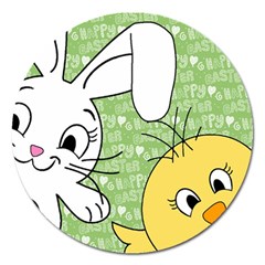 Easter Bunny And Chick  Magnet 5  (round) by Valentinaart