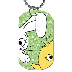 Easter Bunny And Chick  Dog Tag (one Side) by Valentinaart