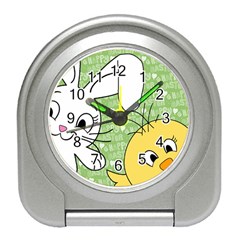 Easter Bunny And Chick  Travel Alarm Clocks by Valentinaart