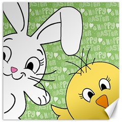 Easter Bunny And Chick  Canvas 12  X 12   by Valentinaart