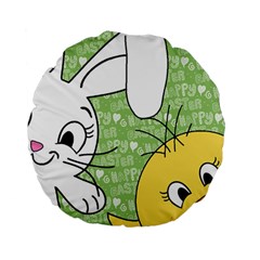 Easter Bunny And Chick  Standard 15  Premium Round Cushions by Valentinaart