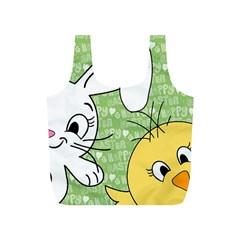 Easter Bunny And Chick  Full Print Recycle Bags (s)  by Valentinaart