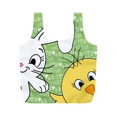 Easter Bunny And Chick  Full Print Recycle Bags (m)  by Valentinaart