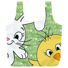 Easter Bunny And Chick  Full Print Recycle Bags (l)  by Valentinaart