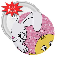 Easter Bunny And Chick  3  Buttons (100 Pack)  by Valentinaart