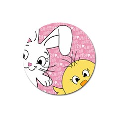 Easter Bunny And Chick  Magnet 3  (round) by Valentinaart