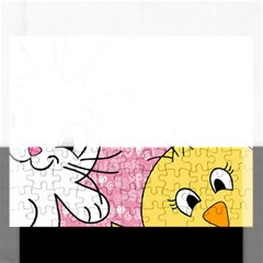 Easter Bunny And Chick  Rectangular Jigsaw Puzzl by Valentinaart