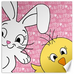 Easter Bunny And Chick  Canvas 16  X 16   by Valentinaart