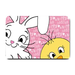 Easter Bunny And Chick  Small Doormat  by Valentinaart