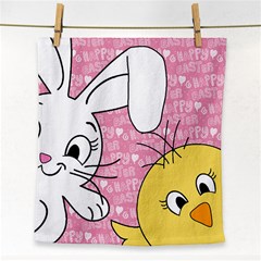 Easter Bunny And Chick  Face Towel by Valentinaart