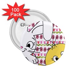 Easter Bunny And Chick  2 25  Buttons (100 Pack)  by Valentinaart