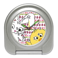 Easter Bunny And Chick  Travel Alarm Clocks by Valentinaart