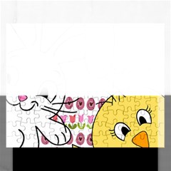 Easter Bunny And Chick  Rectangular Jigsaw Puzzl by Valentinaart