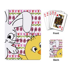 Easter Bunny And Chick  Playing Card by Valentinaart