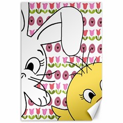 Easter Bunny And Chick  Canvas 12  X 18   by Valentinaart