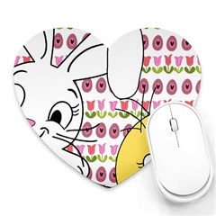 Easter Bunny And Chick  Heart Mousepads by Valentinaart