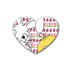 Easter Bunny And Chick  Heart Coaster (4 Pack)  by Valentinaart