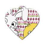 Easter bunny and chick  Dog Tag Heart (Two Sides) Front