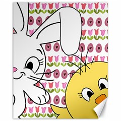 Easter Bunny And Chick  Canvas 11  X 14   by Valentinaart