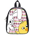 Easter bunny and chick  School Bags (Small)  Front