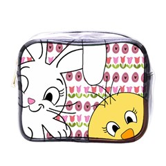 Easter Bunny And Chick  Mini Toiletries Bags by Valentinaart