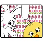 Easter bunny and chick  Fleece Blanket (Medium)  60 x50  Blanket Front