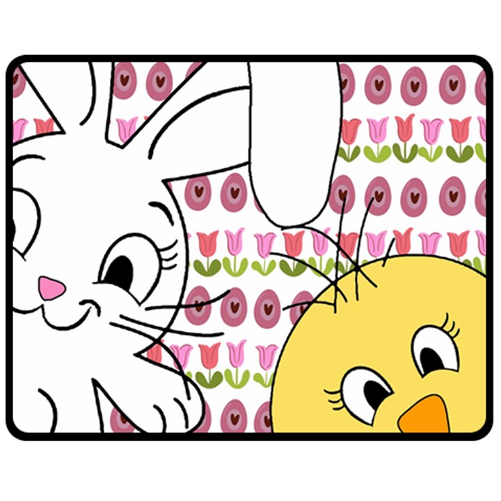 Easter bunny and chick  Fleece Blanket (Medium) 