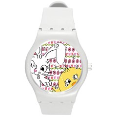 Easter Bunny And Chick  Round Plastic Sport Watch (m) by Valentinaart