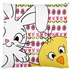 Easter Bunny And Chick  Large Cushion Case (two Sides) by Valentinaart