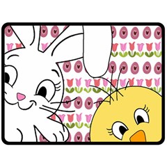 Easter Bunny And Chick  Double Sided Fleece Blanket (large)  by Valentinaart