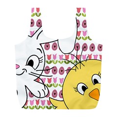 Easter Bunny And Chick  Full Print Recycle Bags (l)  by Valentinaart