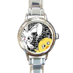 Easter Bunny And Chick  Round Italian Charm Watch by Valentinaart