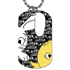 Easter Bunny And Chick  Dog Tag (one Side) by Valentinaart