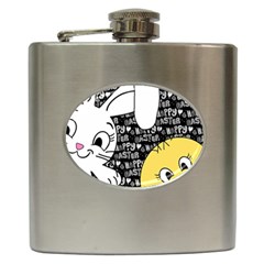 Easter Bunny And Chick  Hip Flask (6 Oz) by Valentinaart