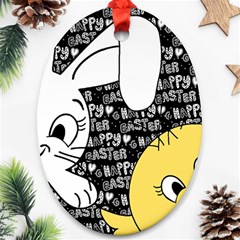 Easter Bunny And Chick  Oval Ornament (two Sides) by Valentinaart