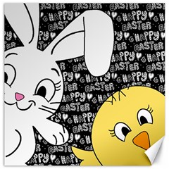 Easter Bunny And Chick  Canvas 16  X 16   by Valentinaart