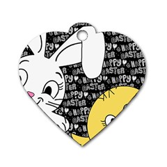 Easter Bunny And Chick  Dog Tag Heart (one Side) by Valentinaart