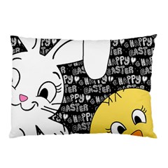 Easter Bunny And Chick  Pillow Case by Valentinaart