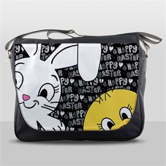 Easter Bunny And Chick  Messenger Bags by Valentinaart